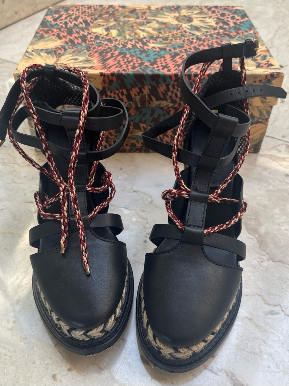 Ulla Johnson Concha Twisted Rope Wedge noir size 38